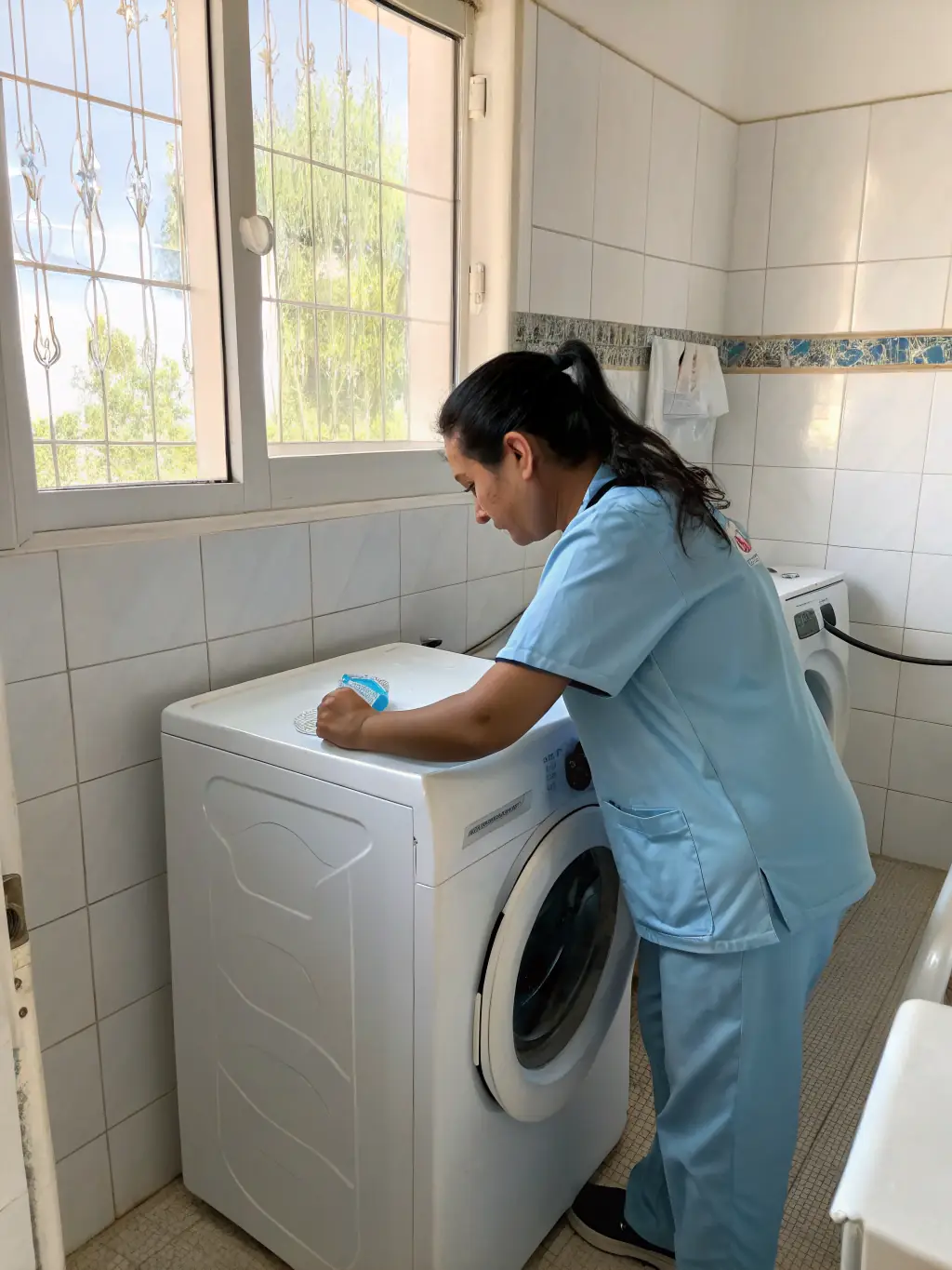 A highly skilled Appliances Pro Now technician expertly diagnosing an issue with a high-end washing machine in a John's Creek home.
